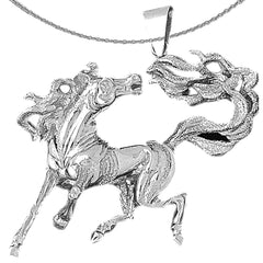Sterling Silver Mustang Pendant (Rhodium or Yellow Gold-plated)