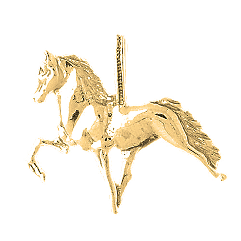Yellow Gold-plated Silver 3D Horse Pendant