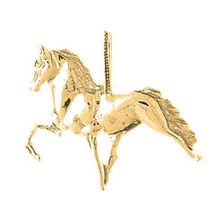 Yellow Gold-plated Silver 3D Horse Pendant