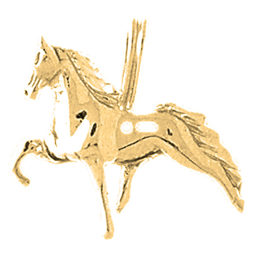 Yellow Gold-plated Silver 3D Horse Pendant