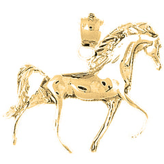Colgante de caballo de plata de ley (bañado en rodio o oro amarillo)