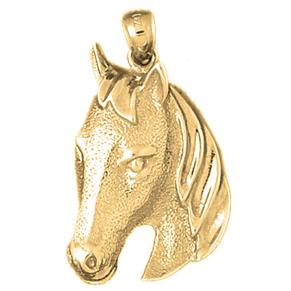 Yellow Gold-plated Silver Horse Head Pendant