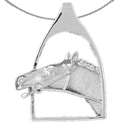 Sterling Silver Horse Head Pendant (Rhodium or Yellow Gold-plated)