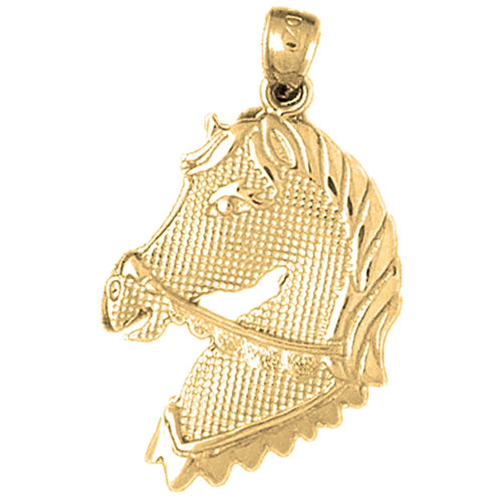 Yellow Gold-plated Silver Horse Head Pendant
