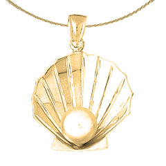 Colgante de concha 3D de plata de ley con perla (chapado en rodio o oro amarillo)