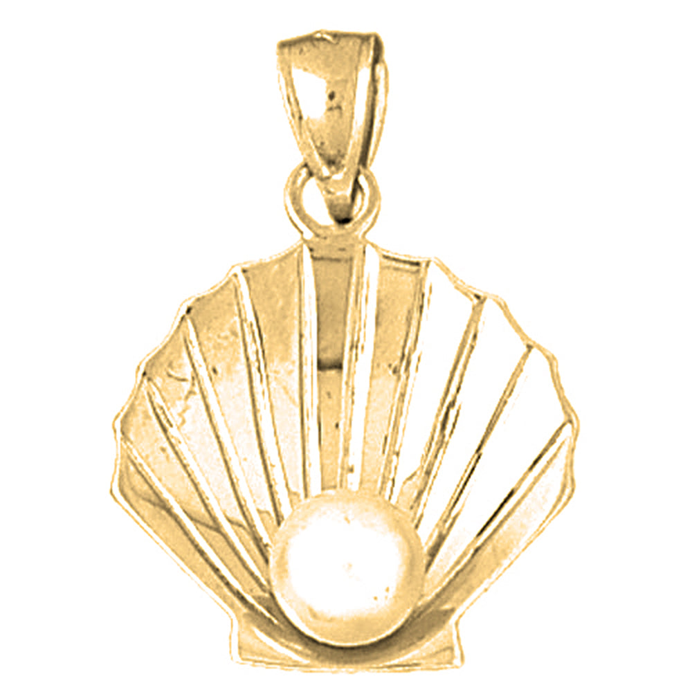 Yellow Gold-plated Silver 3D Shell With Pearl Pendant