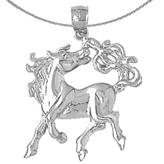 Sterling Silver Horse Pendant (Rhodium or Yellow Gold-plated)