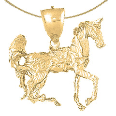 Sterling Silver 3D Horse Pendant (Rhodium or Yellow Gold-plated)