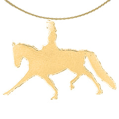 Sterling Silver Jockey And Horse Pendant (Rhodium or Yellow Gold-plated)