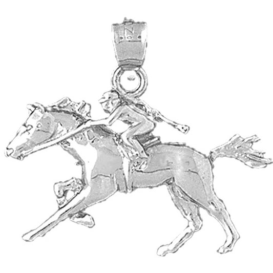 Sterling Silver Jockey And Horse Pendant