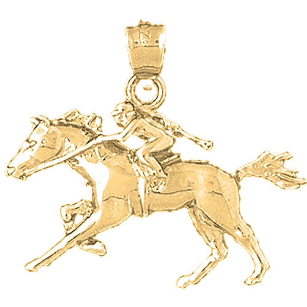 10K, 14K or 18K Gold Jockey And Horse Pendant