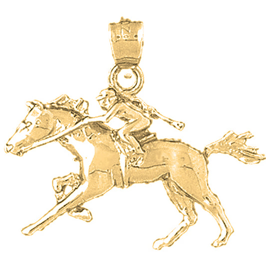 Yellow Gold-plated Silver Jockey And Horse Pendant