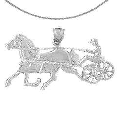 Sterling Silver Horse And Carriage Pendant (Rhodium or Yellow Gold-plated)