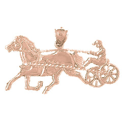 10K, 14K or 18K Gold Horse And Carriage Pendant