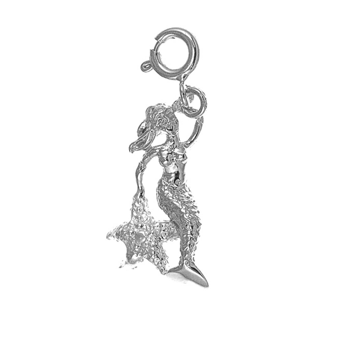 Sterling Silver 3D Mermaid Pendant