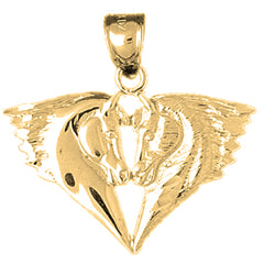 Yellow Gold-plated Silver Horse Heads Pendant