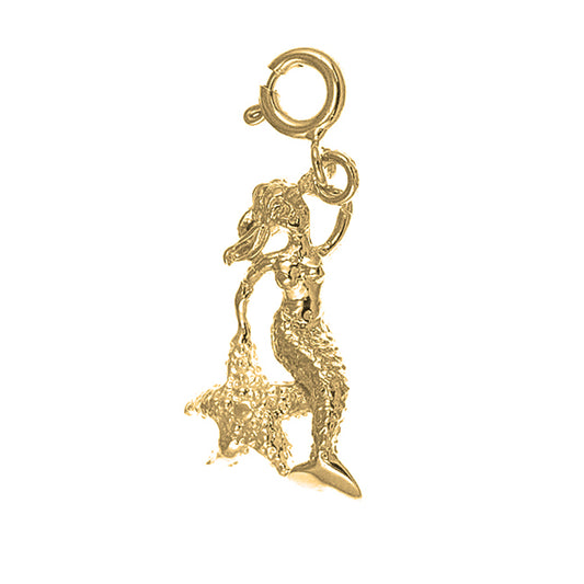 Yellow Gold-plated Silver 3D Mermaid Pendant