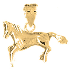 Yellow Gold-plated Silver 3D Horse Pendant