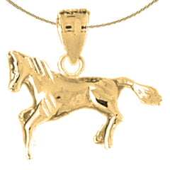 3D-Pferdeanhänger aus Sterlingsilber (rhodiniert oder gelbgoldbeschichtet)