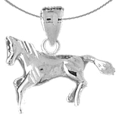 Colgante de caballo 3D de plata de ley (bañado en rodio o oro amarillo)