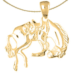 Sterling Silver Rodeo Horse Pendant (Rhodium or Yellow Gold-plated)