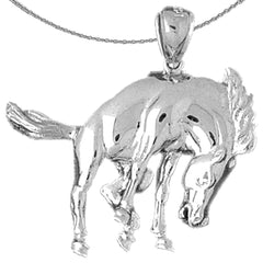 Colgante de caballo de rodeo de plata de ley (bañado en rodio o oro amarillo)