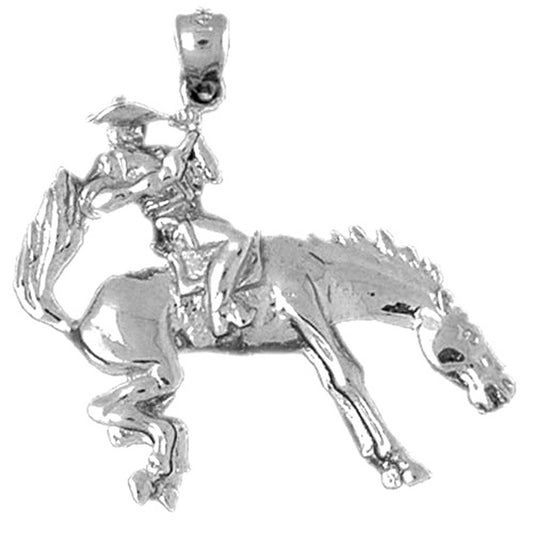 Sterling Silver Cowboy And Horse Pendant