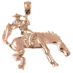10K, 14K or 18K Gold Cowboy And Horse Pendant