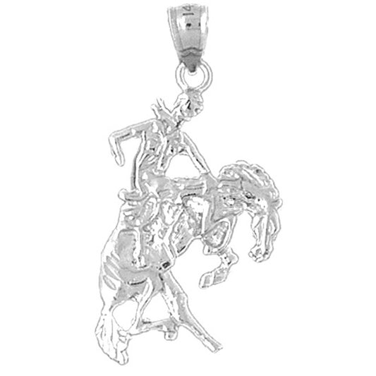 Sterling Silver Cowboy And Horse Pendant