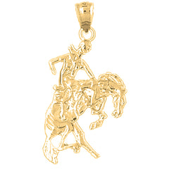 Yellow Gold-plated Silver Cowboy And Horse Pendant