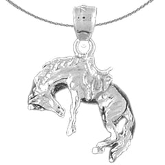 Sterling Silver Rodeo Horse Pendant (Rhodium or Yellow Gold-plated)