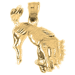 Yellow Gold-plated Silver Rodeo Horse Pendant