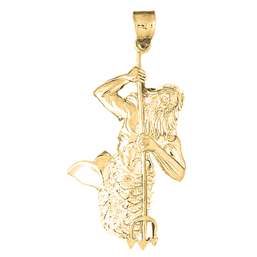 Yellow Gold-plated Silver Poseidon Pendant