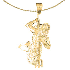 Colgante Poseidón de plata de ley (bañado en rodio o oro amarillo)