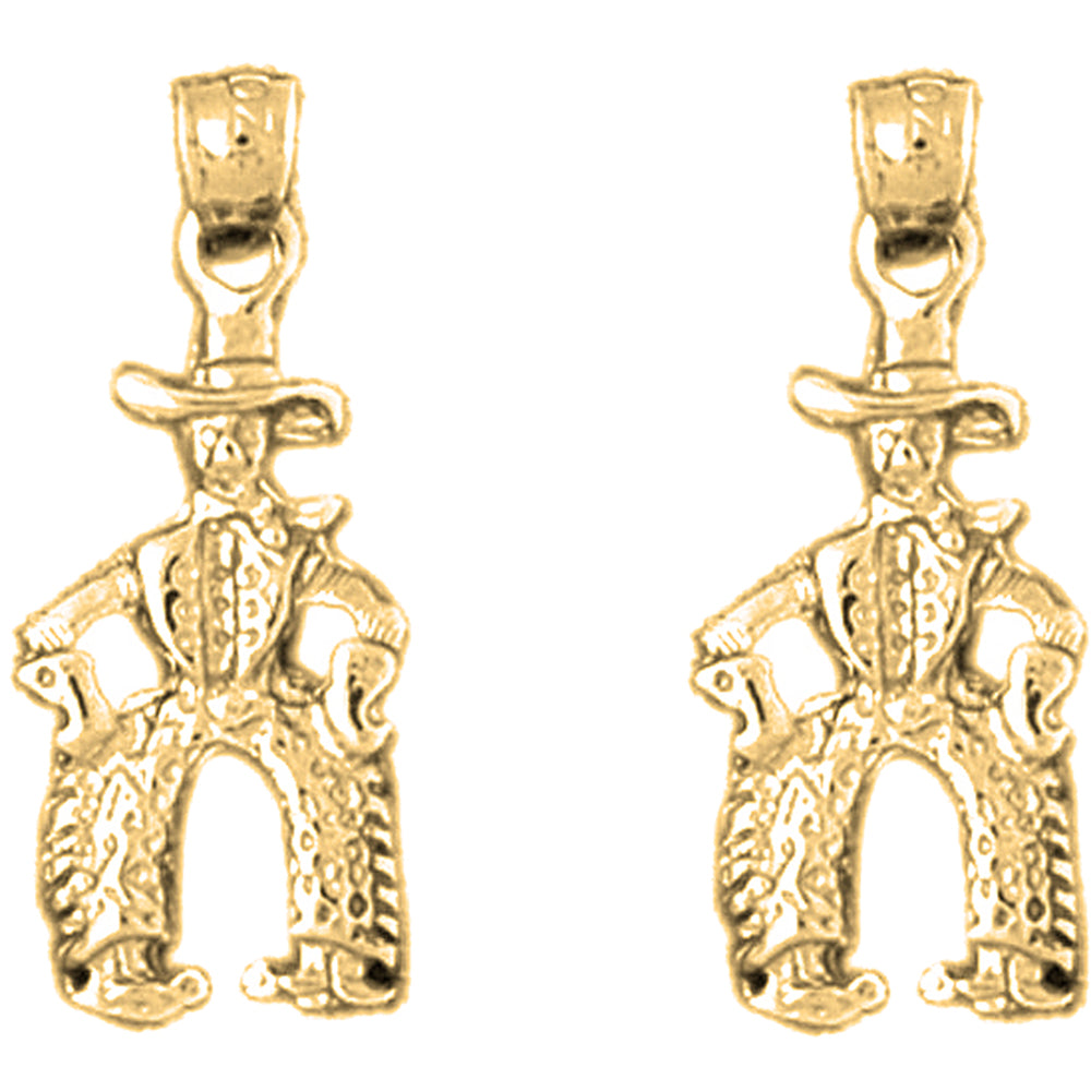 14K or 18K Gold 20mm Cowboy Earrings