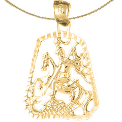 Sterling Silver Soldier On Horse Pendant (Rhodium or Yellow Gold-plated)