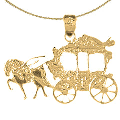 Anhänger „Pferd und Wagen“ aus Sterlingsilber (rhodiniert oder gelbvergoldet)
