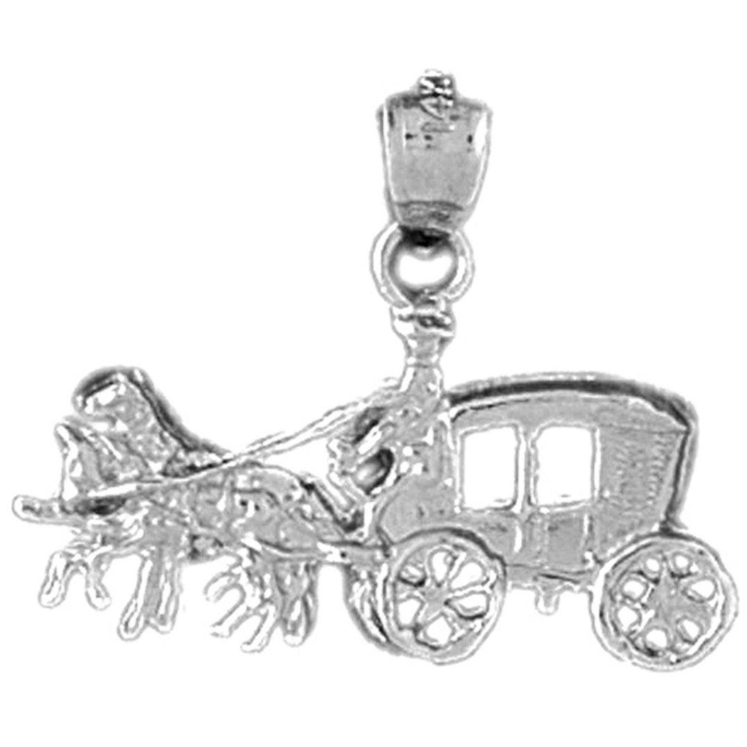 14K or 18K Gold Horse And Wagon Pendant
