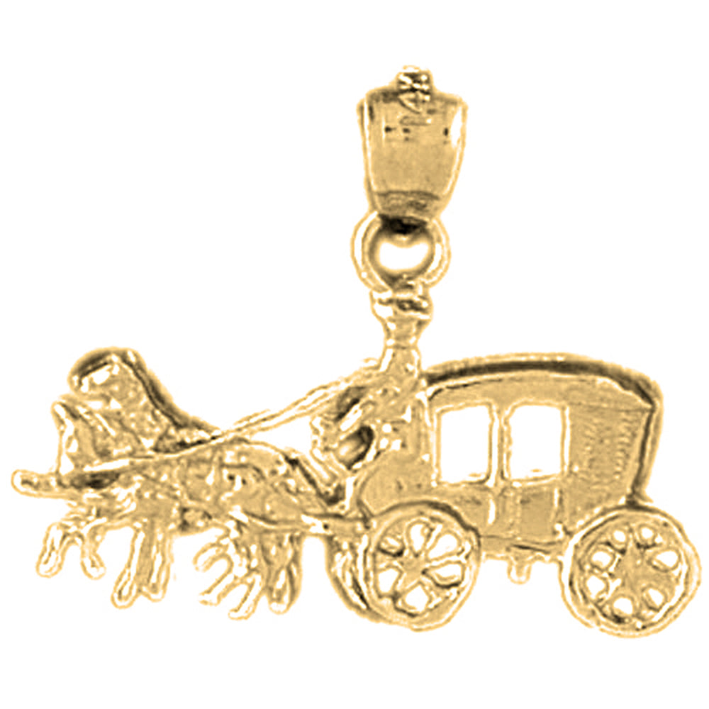 Yellow Gold-plated Silver Horse And Wagon Pendant