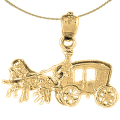 14K or 18K Gold Horse And Wagon Pendant