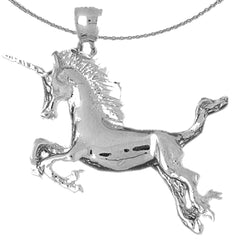 Colgante de unicornio de plata de ley (bañado en rodio o oro amarillo)