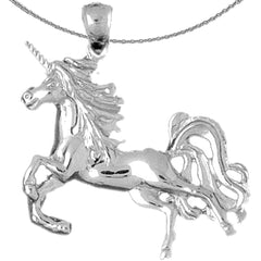 Sterling Silver Unicorn Pendant (Rhodium or Yellow Gold-plated)