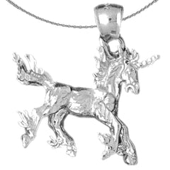 Colgante de unicornio 3D de plata de ley (bañado en rodio o oro amarillo)