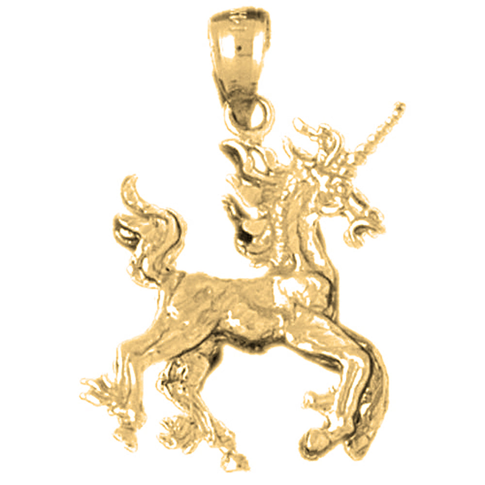 Yellow Gold-plated Silver 3D Unicorn Pendant
