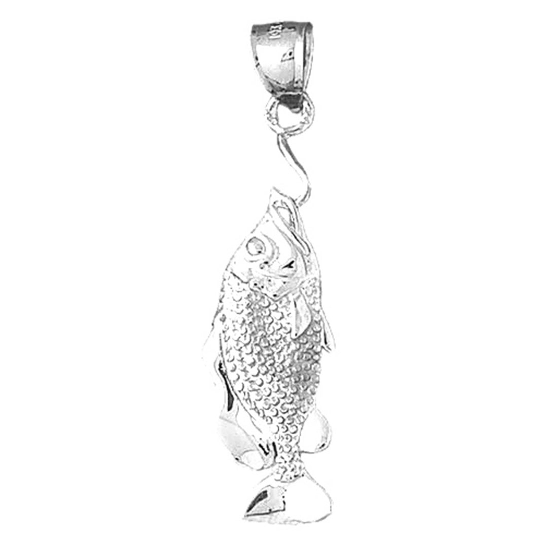 Sterling Silver Fish On Hook Pendant