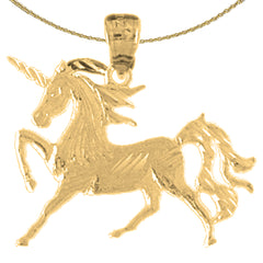 Einhorn-Anhänger aus Sterlingsilber (rhodiniert oder gelbvergoldet)