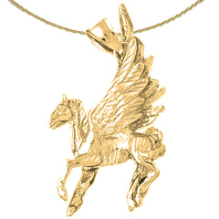 Sterling Silver 3D Pegasus Pendant (Rhodium or Yellow Gold-plated)