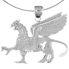 Sterling Silver Pegasus Pendant (Rhodium or Yellow Gold-plated)