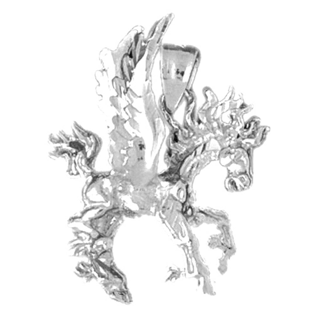 Sterling Silver 3D Pegasus Pendant