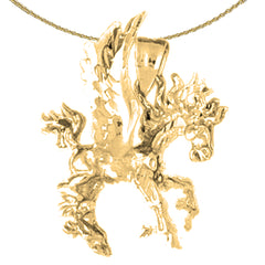 Sterling Silver 3D Pegasus Pendant (Rhodium or Yellow Gold-plated)